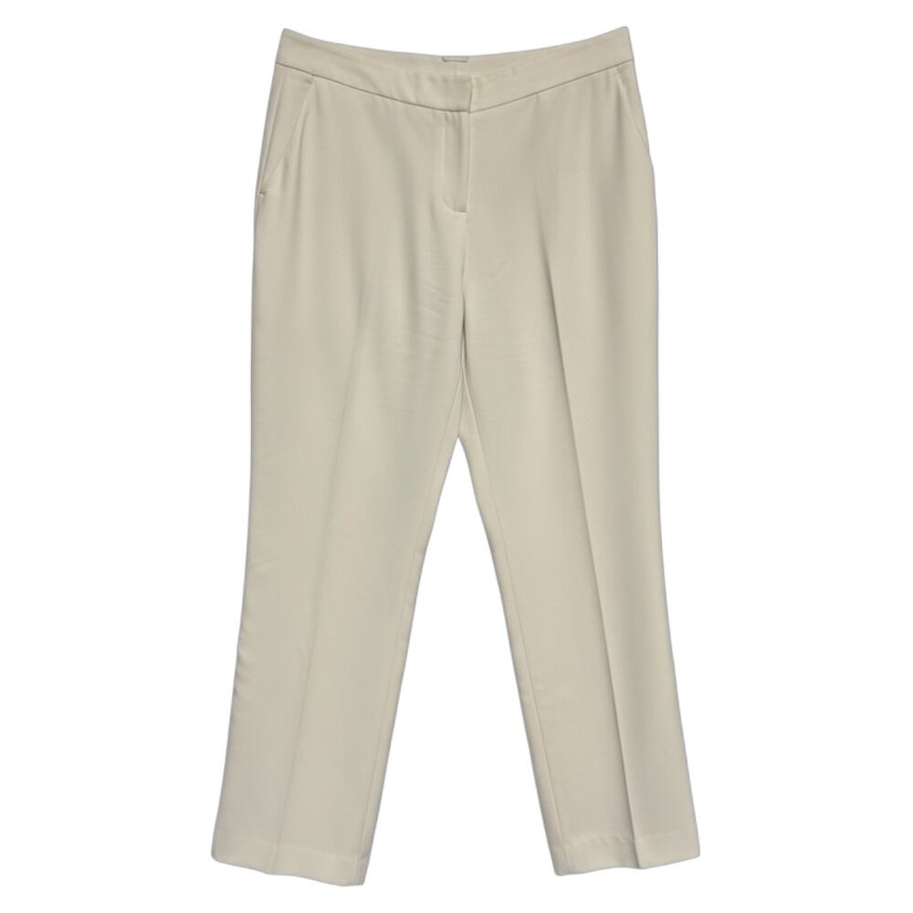 Halston Flat Front Dress Pants Cream 12